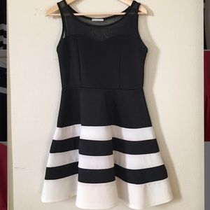 Black and White Cocktail Dress Sweetheart Neckline